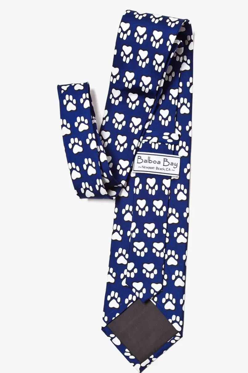 Ties Paw Prints Blue Tie Hot