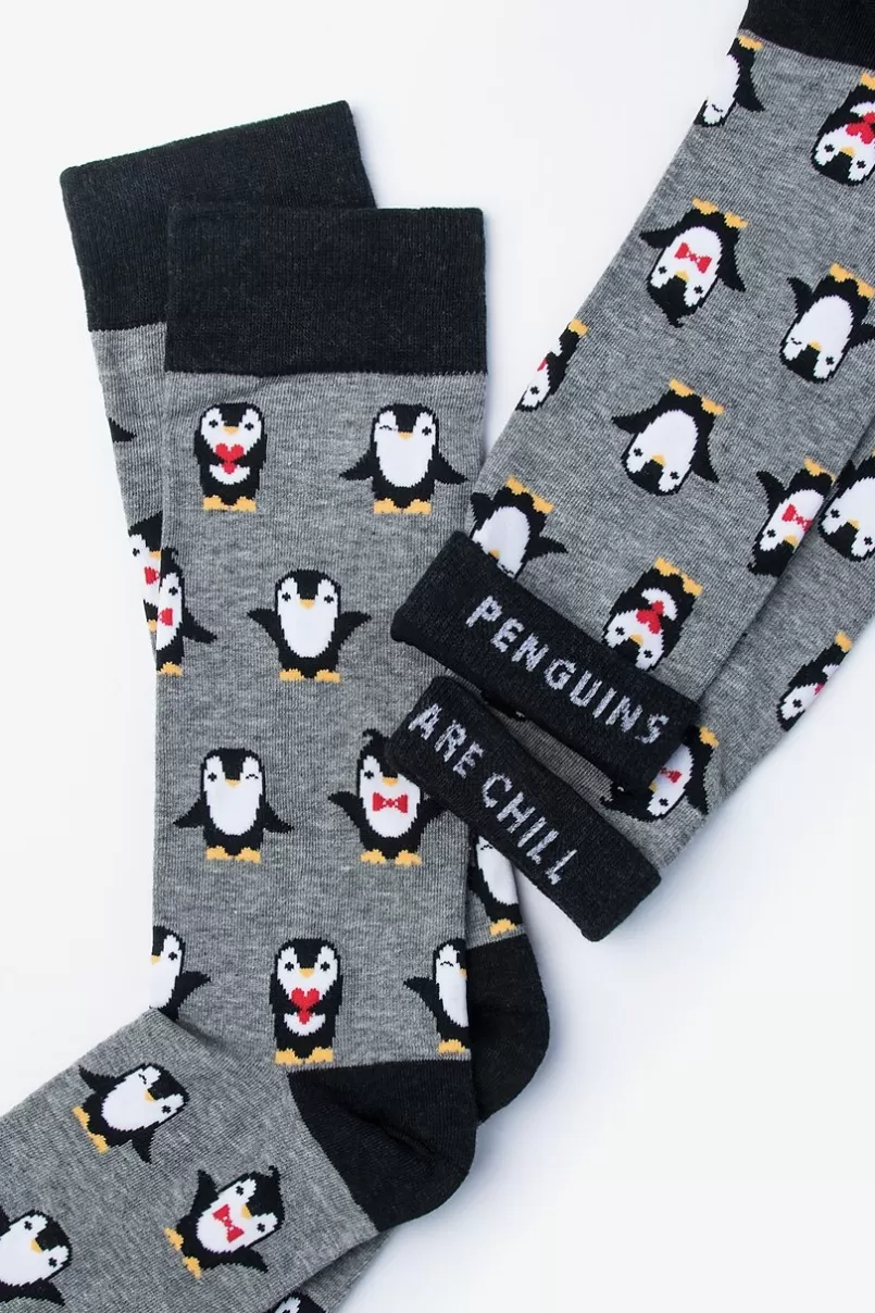 Ties Penguins Heather Gray Sock Discount