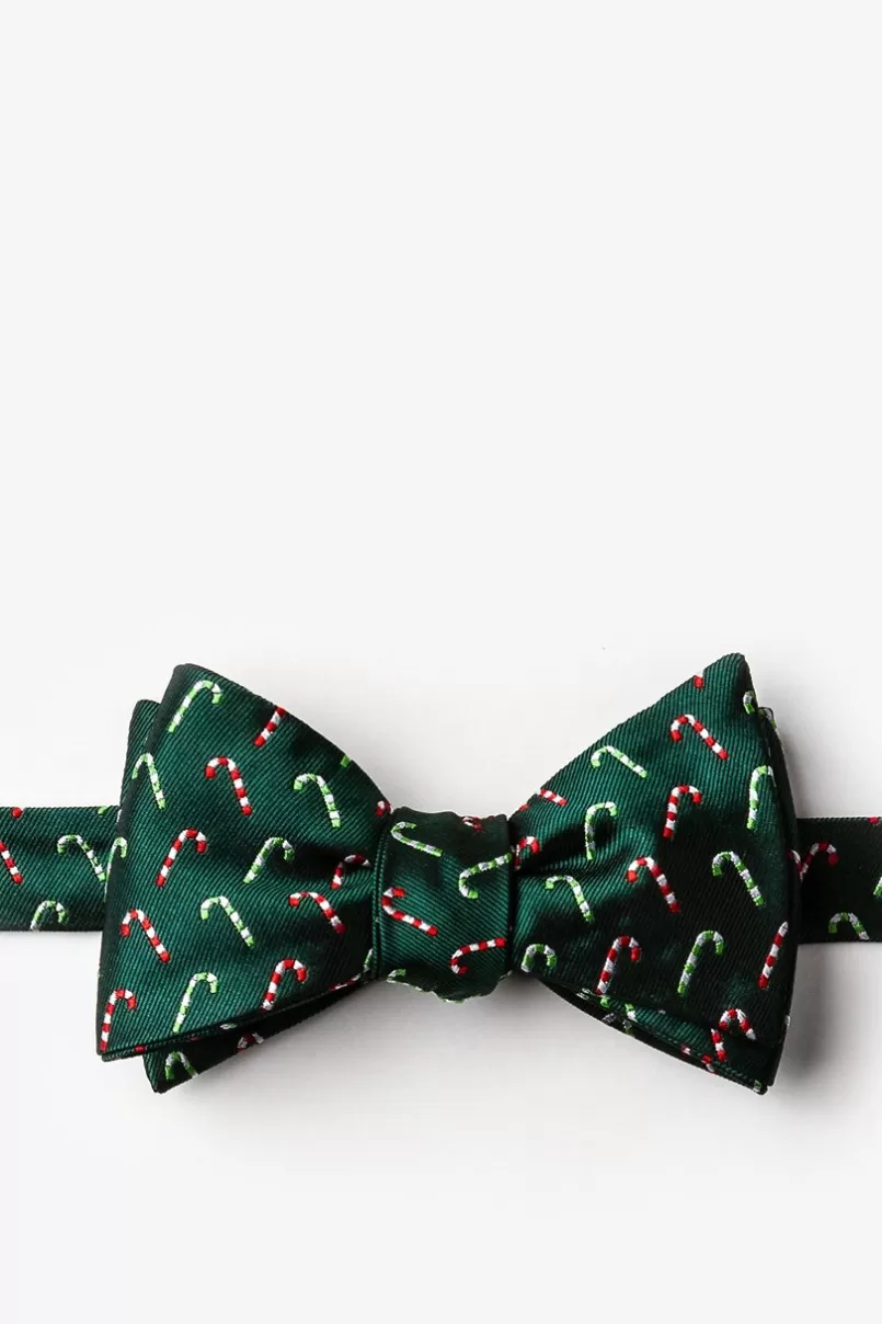 Ties Peppermint Print Green Self-Tie Bow Tie Sale