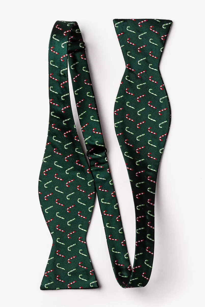 Ties Peppermint Print Green Self-Tie Bow Tie Sale