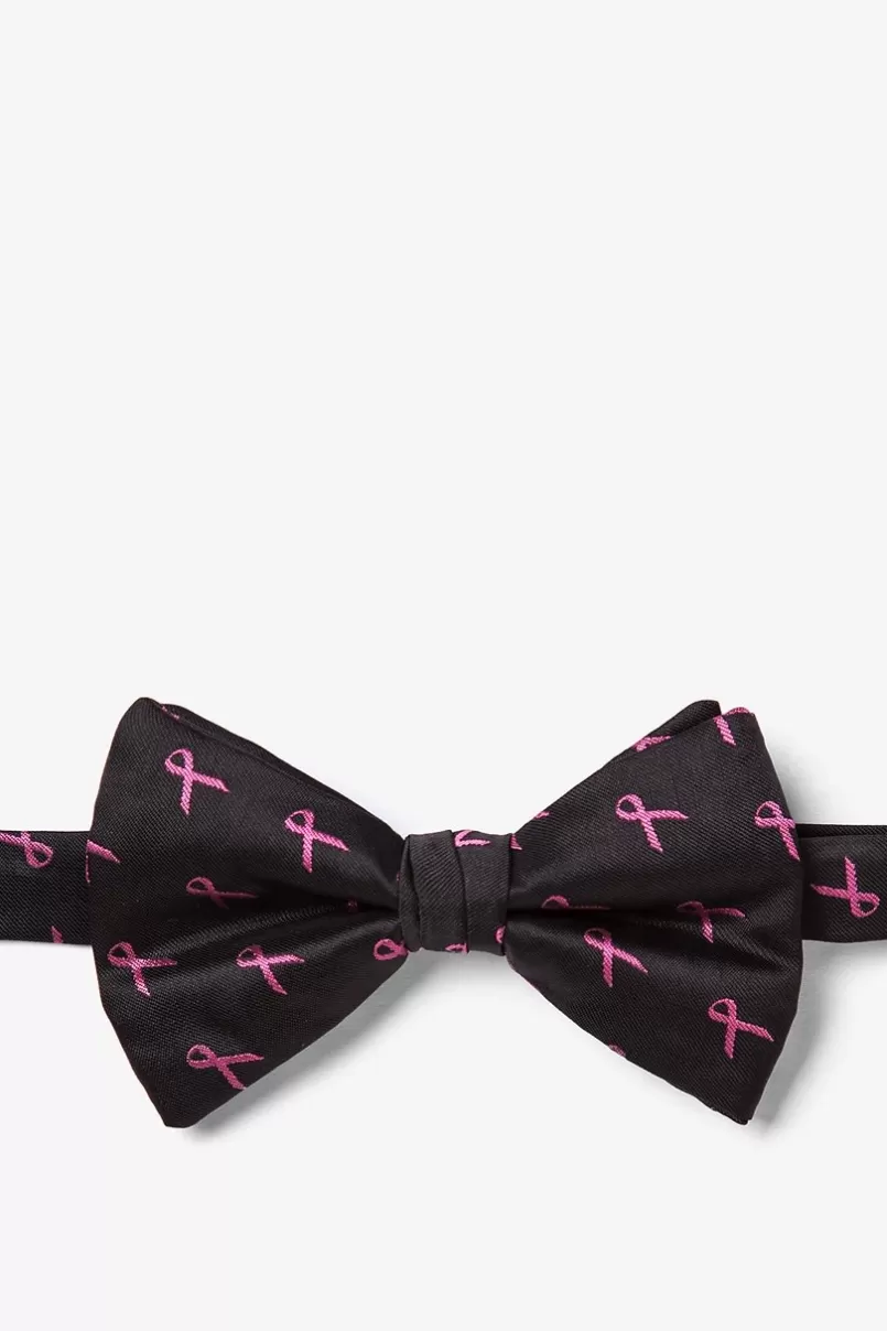 Ties Pink Ribbon for Breast Cancer Awareness Black Pre-Tied Bow Tie Cheap
