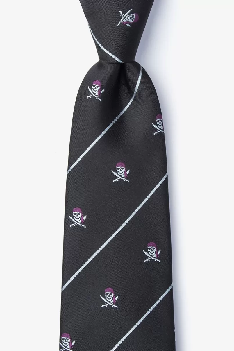 Ties Pirate Skull and Swords Extra Long Tie Black Best Sale