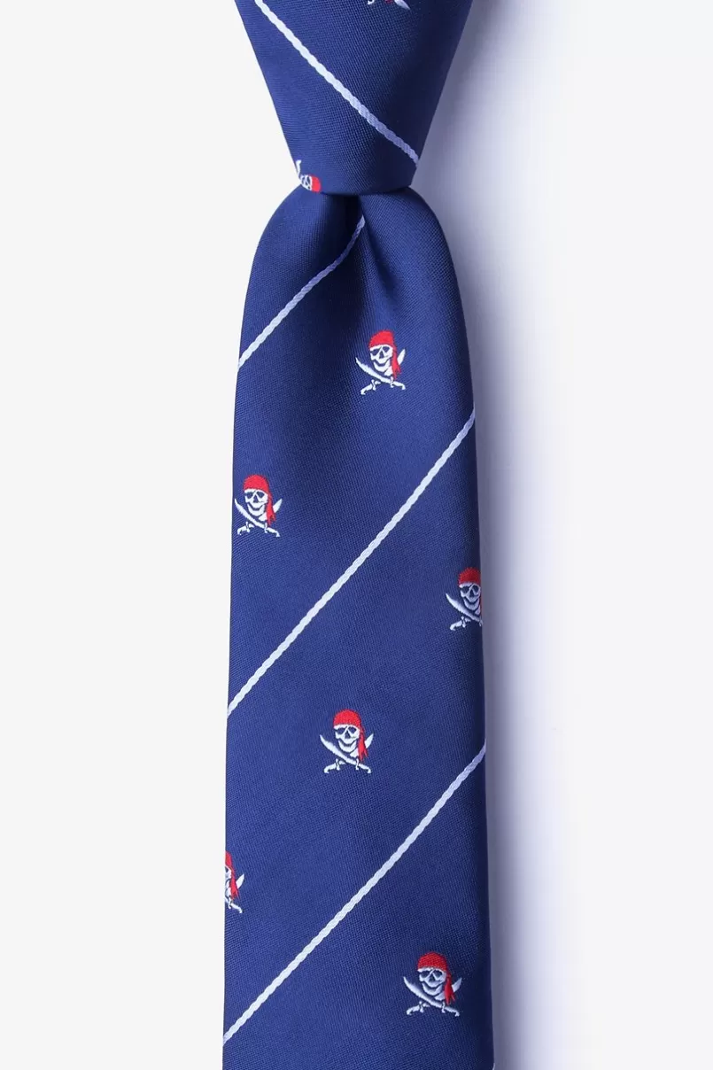 Ties Pirate Skull and Swords Navy Blue Skinny Tie NavyBlue Online