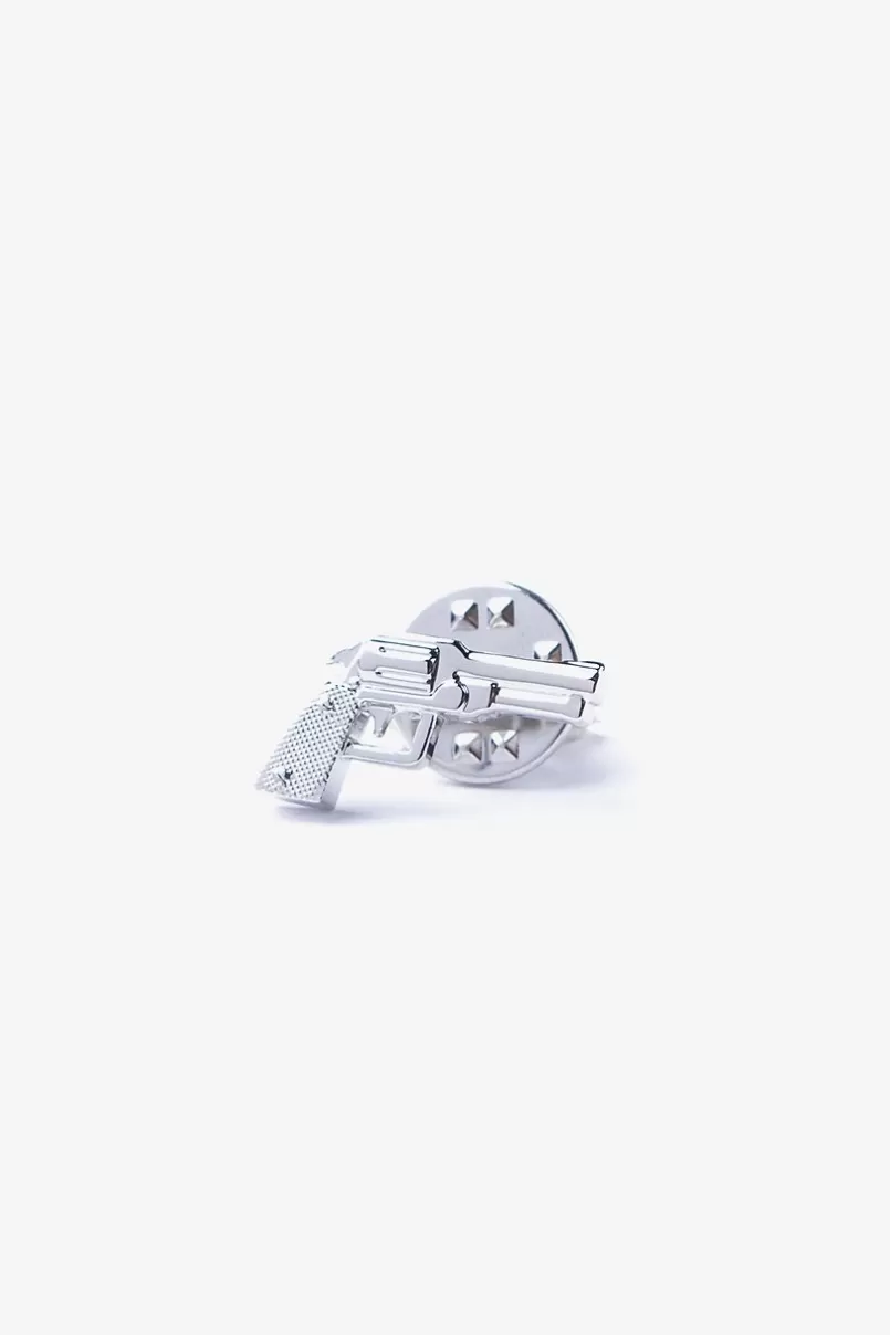 Ties Pistol Silver Lapel Pin Outlet