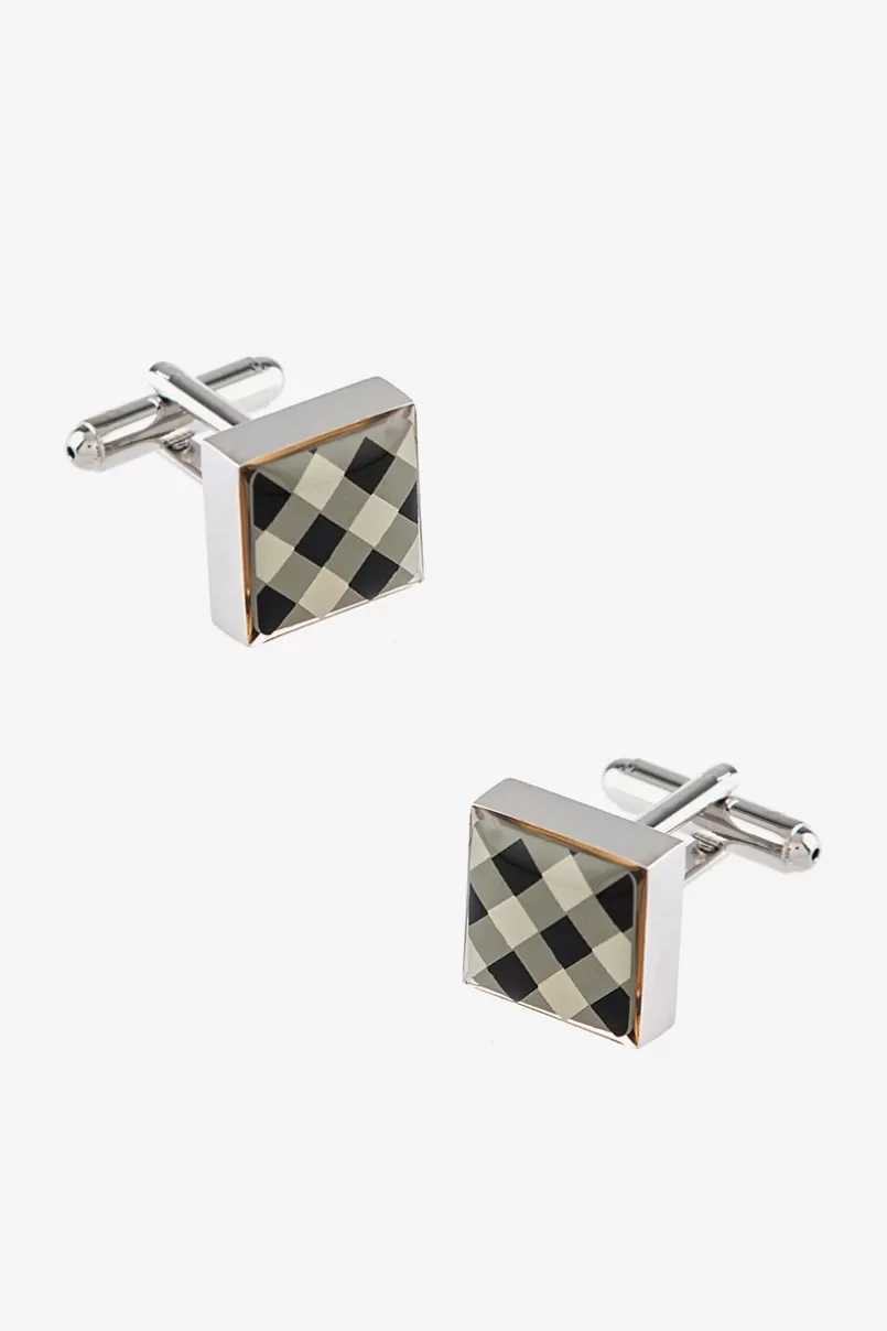 Ties PLAID Silver Cufflinks Outlet