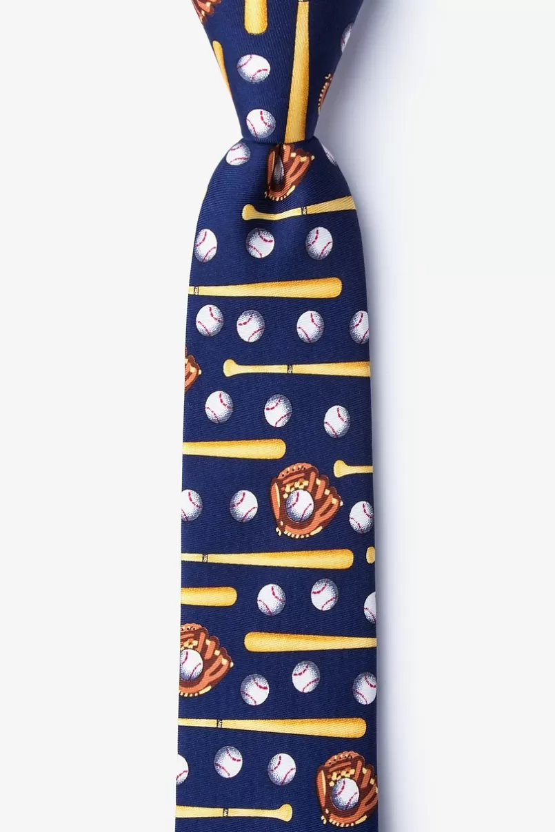 Ties Play Ball Navy Blue Skinny Tie Cheap