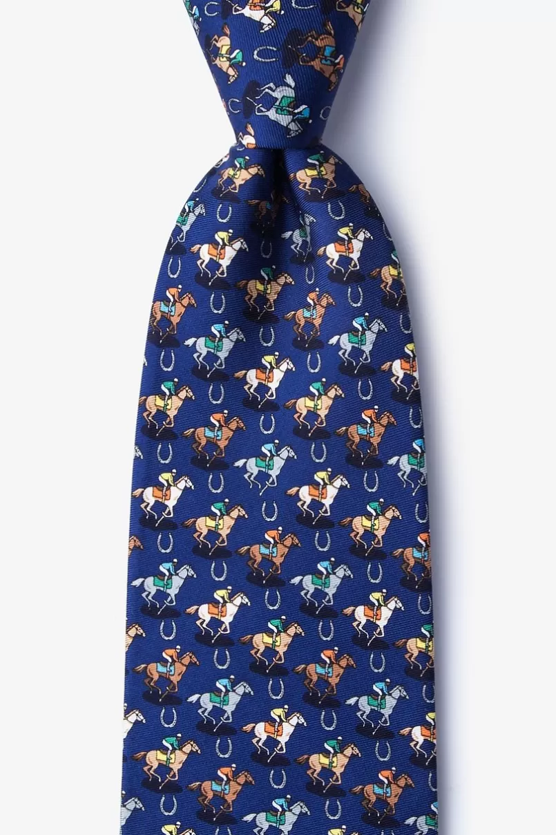 Ties Pony Up Navy Blue Tie Cheap