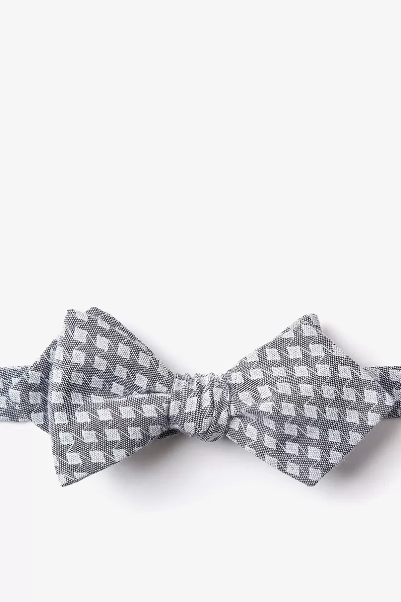 Ties Poway Diamond Tip Bow Tie Charcoal New