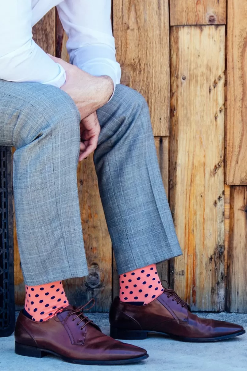 Ties Power Dots Sock Salmon Outlet