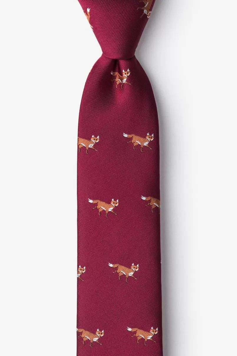 Ties Prowling Foxes Skinny Tie Burgundy Hot
