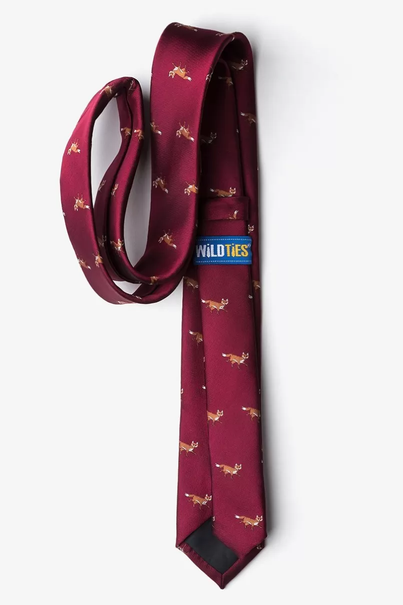 Ties Prowling Foxes Skinny Tie Burgundy Hot
