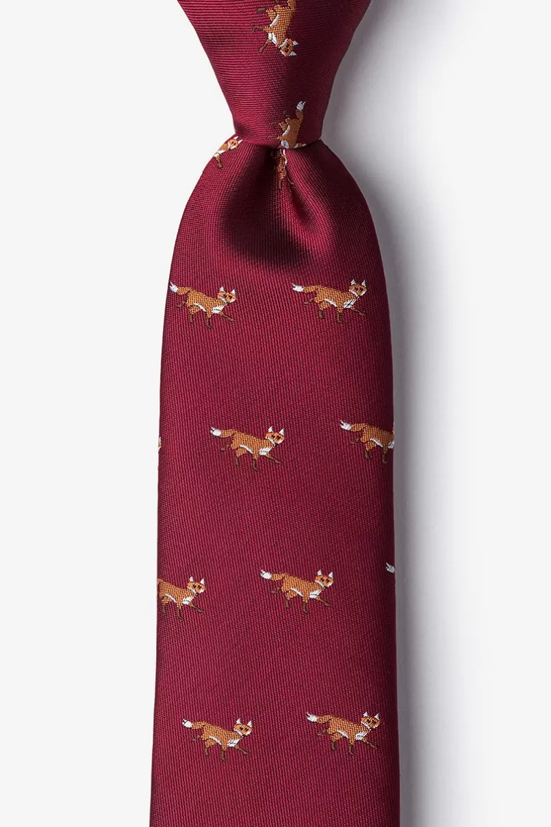 Ties Prowling Foxes Tie Burgundy Store