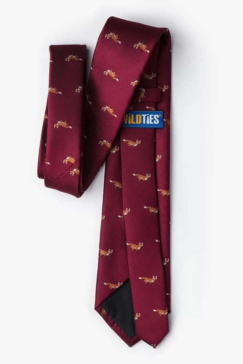 Ties Prowling Foxes Tie Burgundy Store