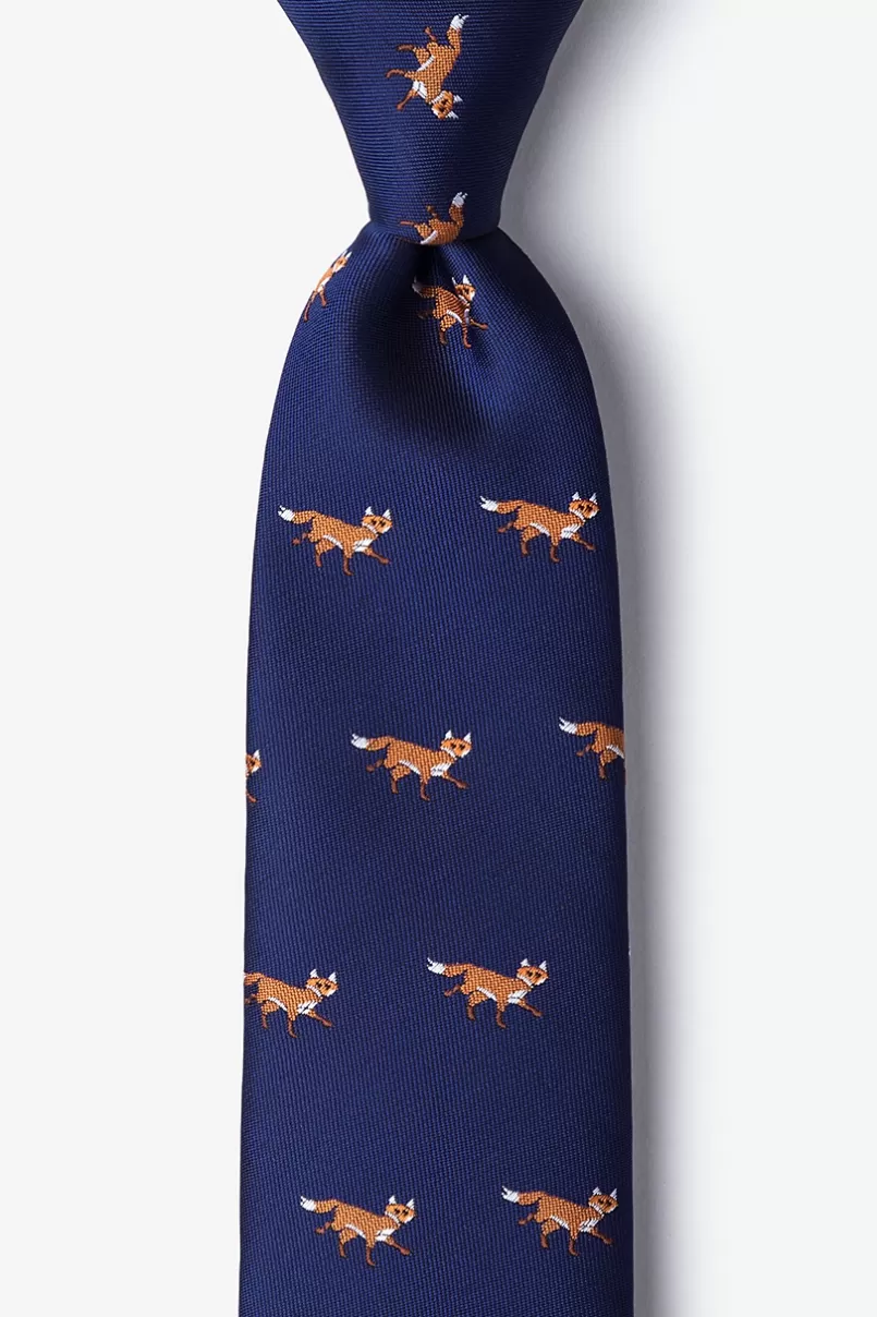 Ties Prowling Foxes Navy Blue Extra Long Tie Cheap