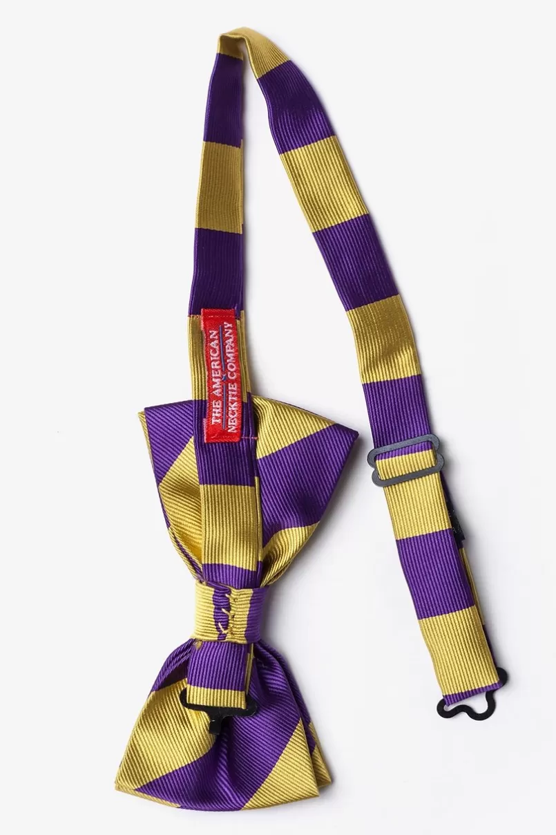 Ties Purple & Gold Stripe Pre-Tied Bow Tie Purple&Gold Fashion