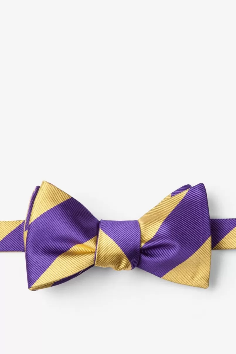 Ties Purple & Gold Stripe Self-Tie Bow Tie Purple&Gold Online