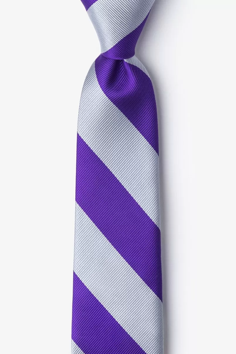 Ties Purple & Silver Stripe Skinny Tie Purple&Silver Best