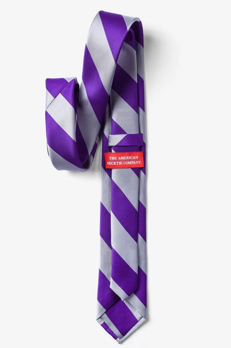 Ties Purple & Silver Stripe Skinny Tie Purple&Silver Best