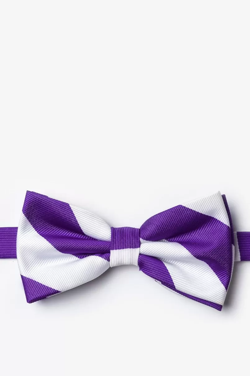 Ties Purple & White Stripe Pre-Tied Bow Tie Purple&White Shop
