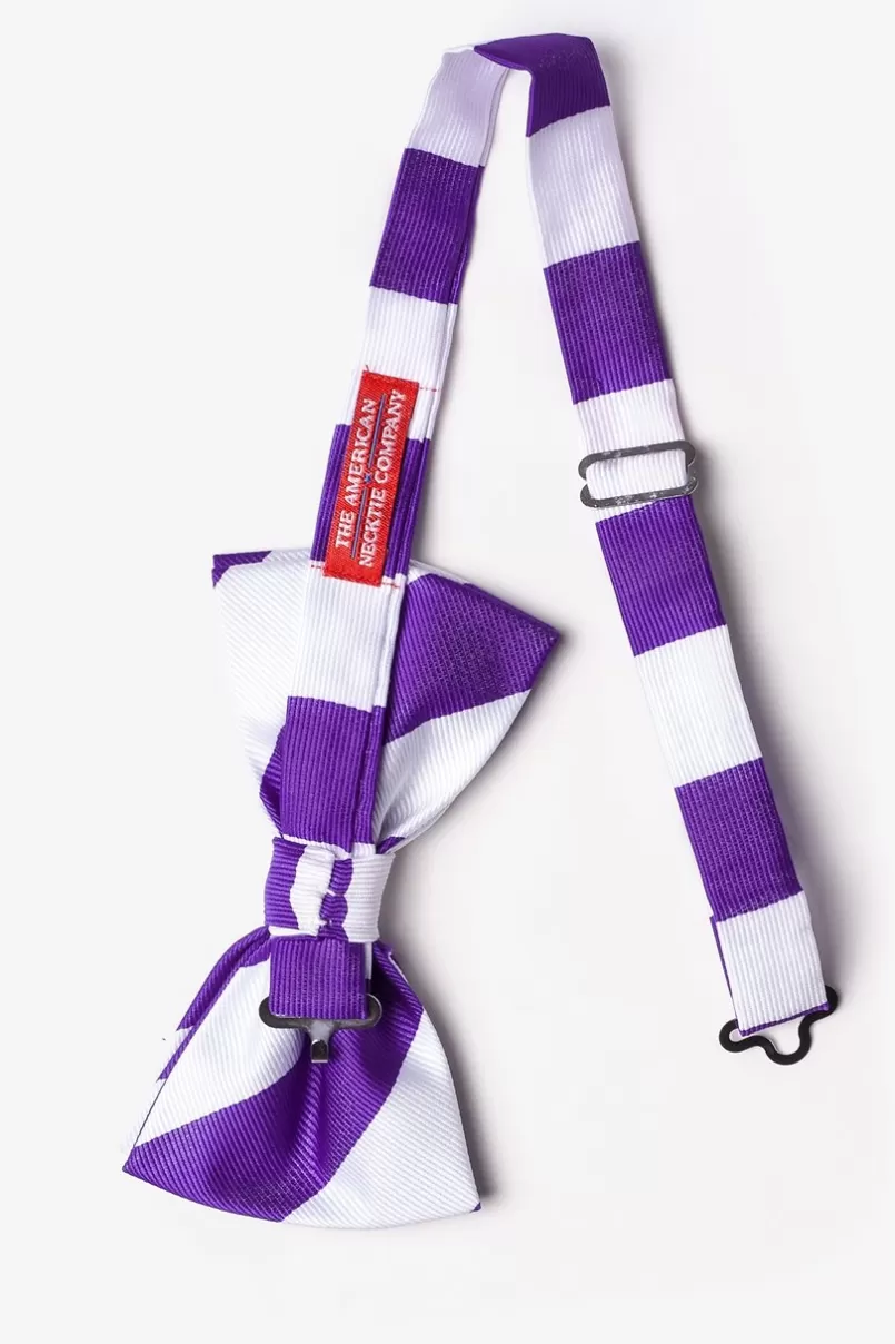 Ties Purple & White Stripe Pre-Tied Bow Tie Purple&White Shop