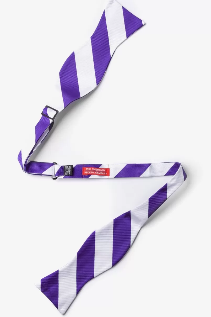 Ties Purple & White Stripe Self-Tie Bow Tie Purple&OffWhite Hot