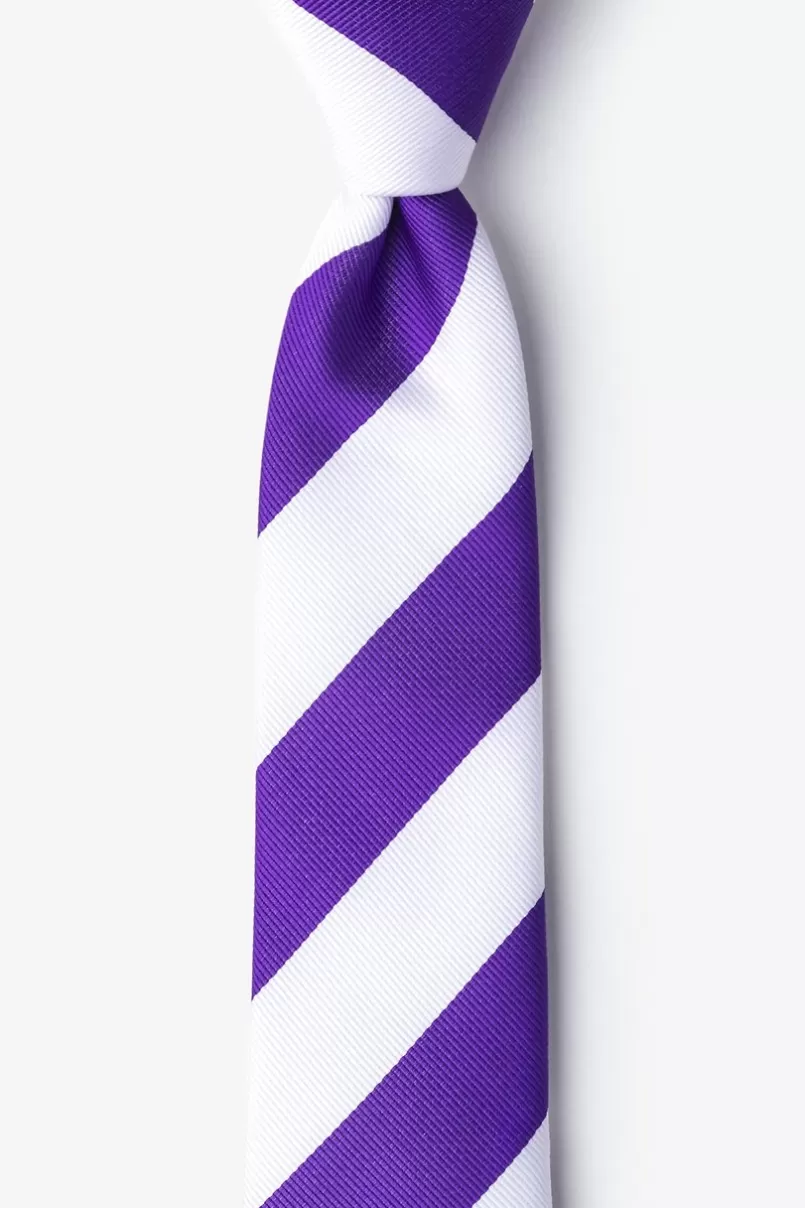 Ties Purple & White Stripe Skinny Tie Purple&White New