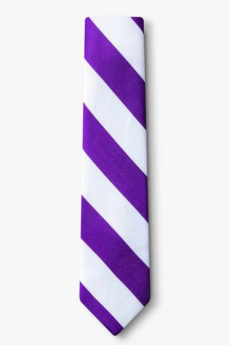 Ties Purple & White Stripe Skinny Tie Purple&White New