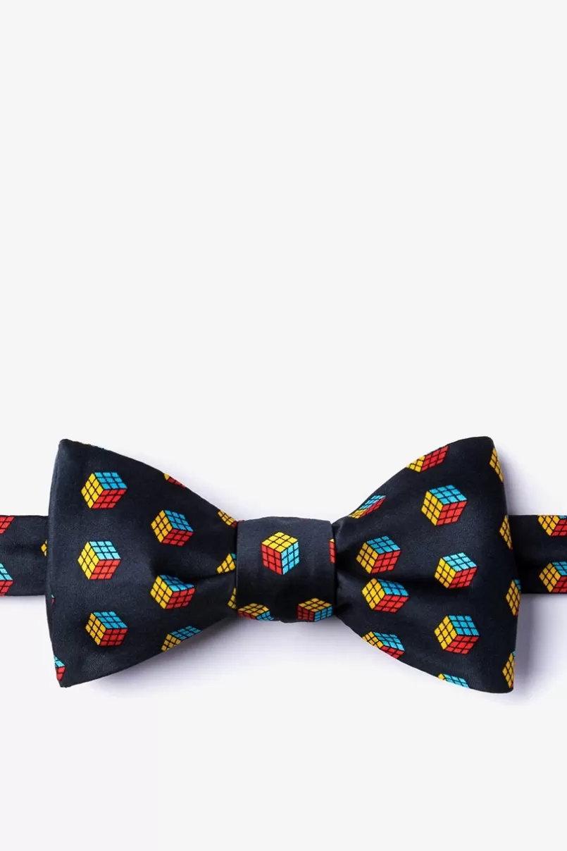 Ties Puzzle Cubes Black Self-Tie Bow Tie New