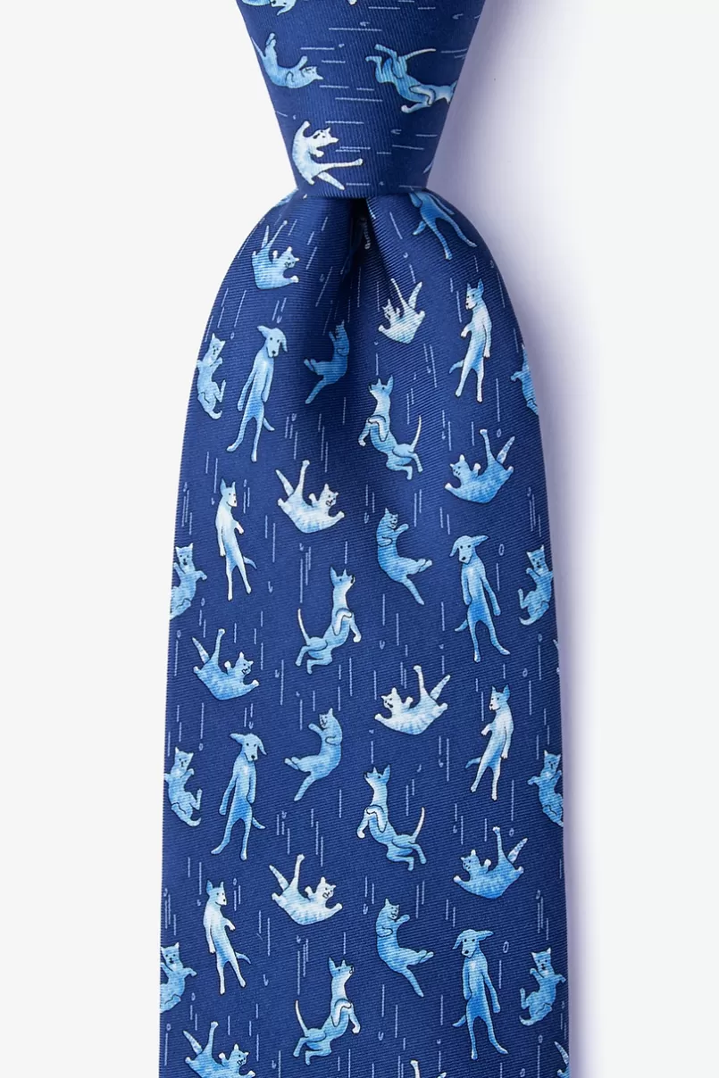 Ties Raining Cats and Dogs Navy Blue Extra Long Tie Hot