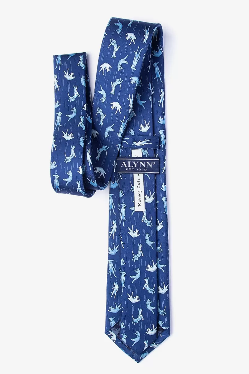 Ties Raining Cats and Dogs Navy Blue Extra Long Tie Hot