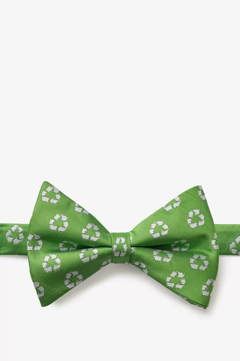 Ties Recycling Symbol Light Green Pre-Tied Bow Tie Outlet