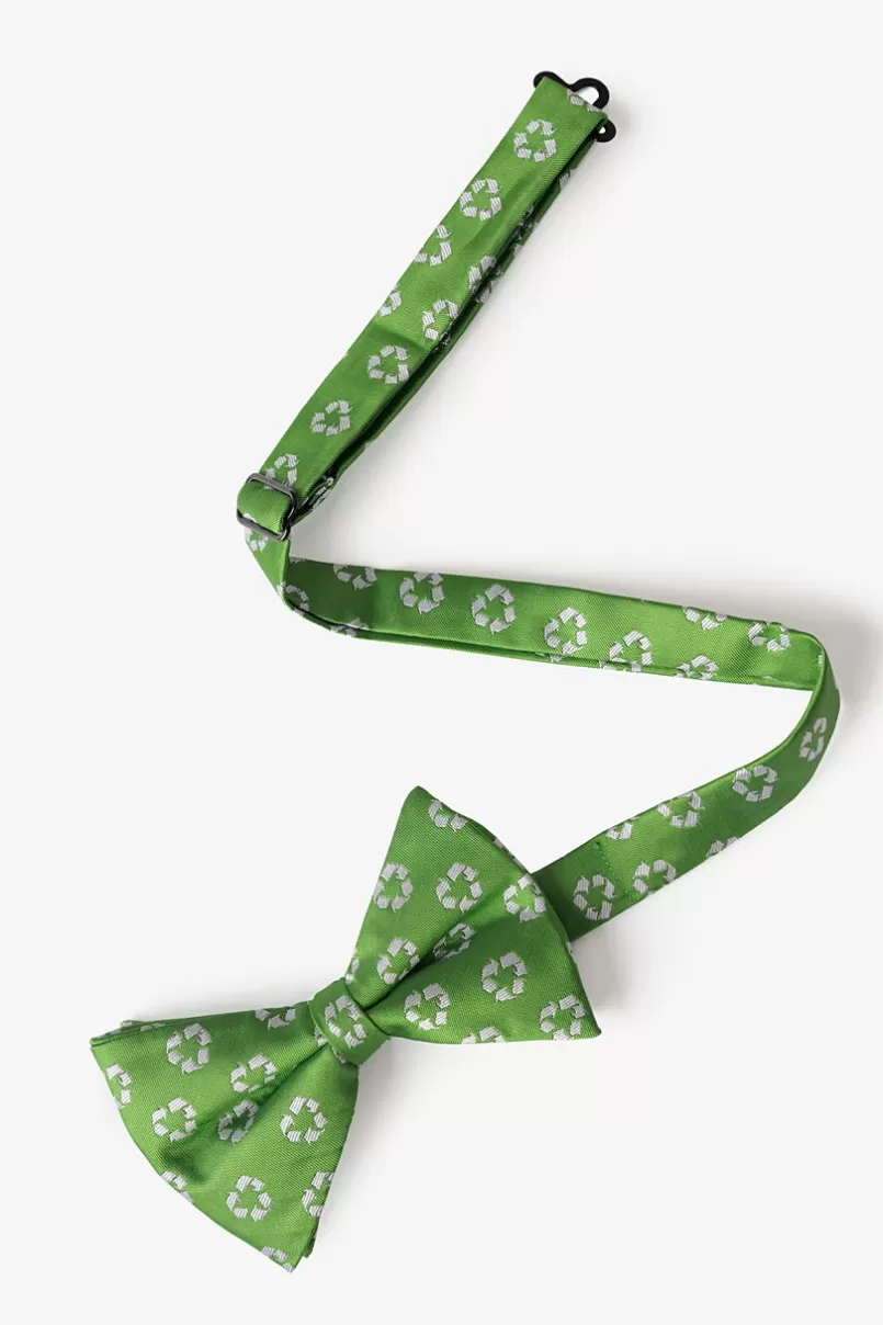 Ties Recycling Symbol Light Green Pre-Tied Bow Tie Outlet