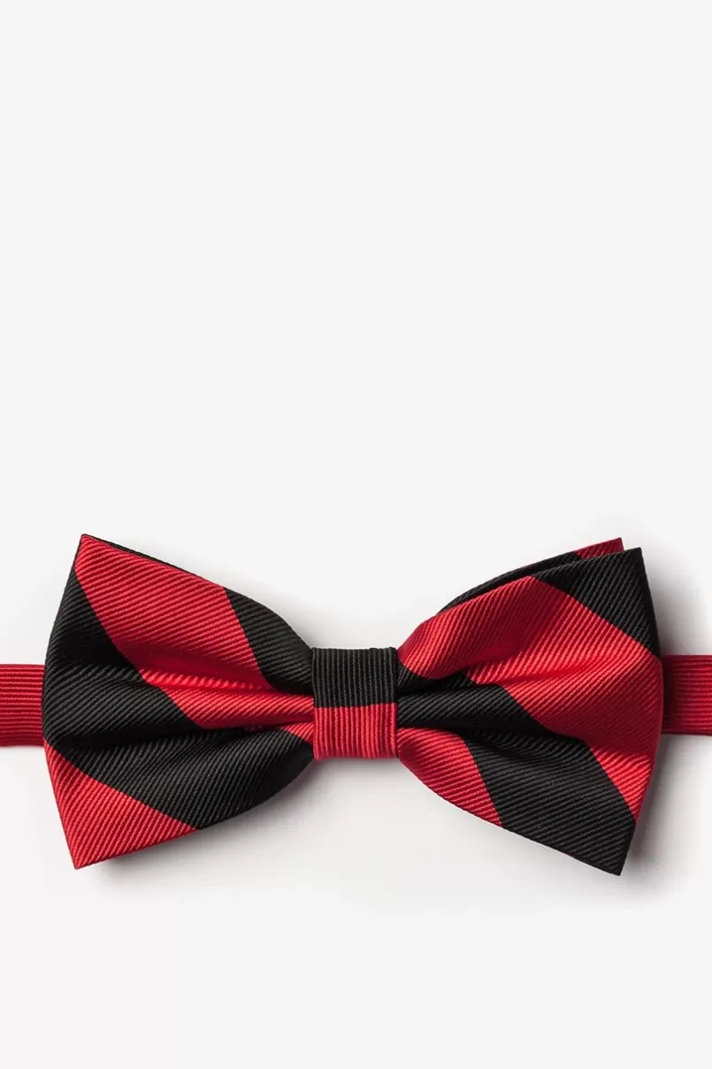 Ties Red & Black Stripe Pre-Tied Bow Tie Red&Black Outlet