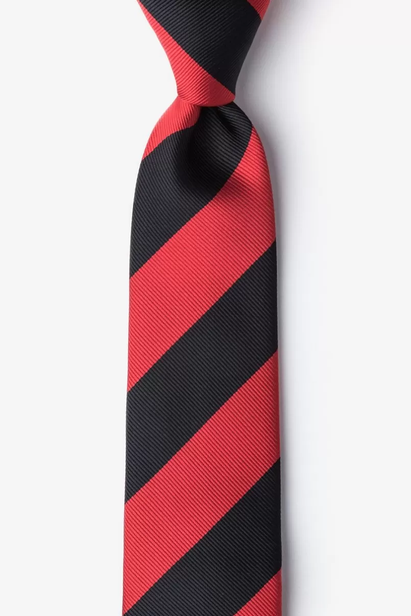 Ties Red & Black Stripe Skinny Tie Red&Black Fashion