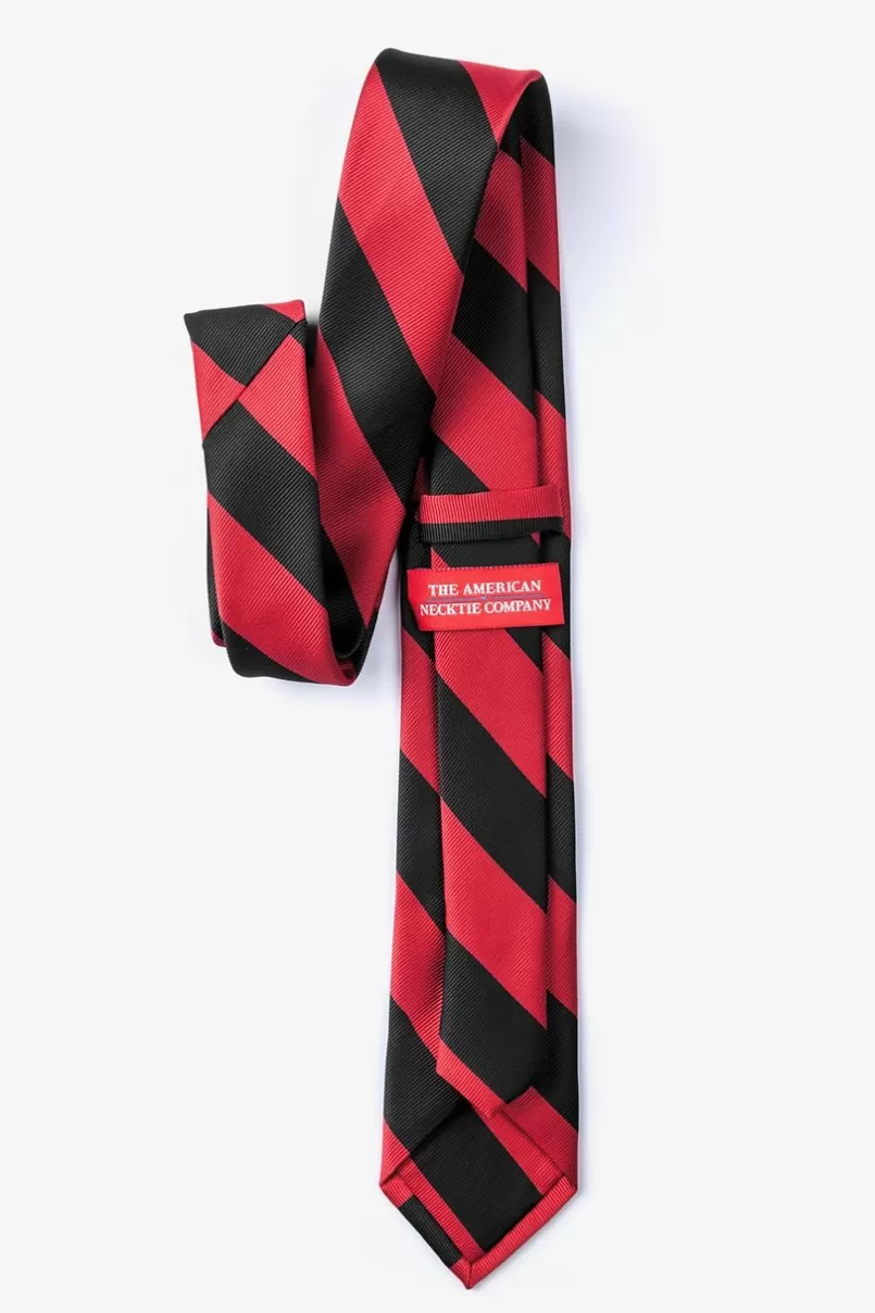 Ties Red & Black Stripe Skinny Tie Red&Black Fashion