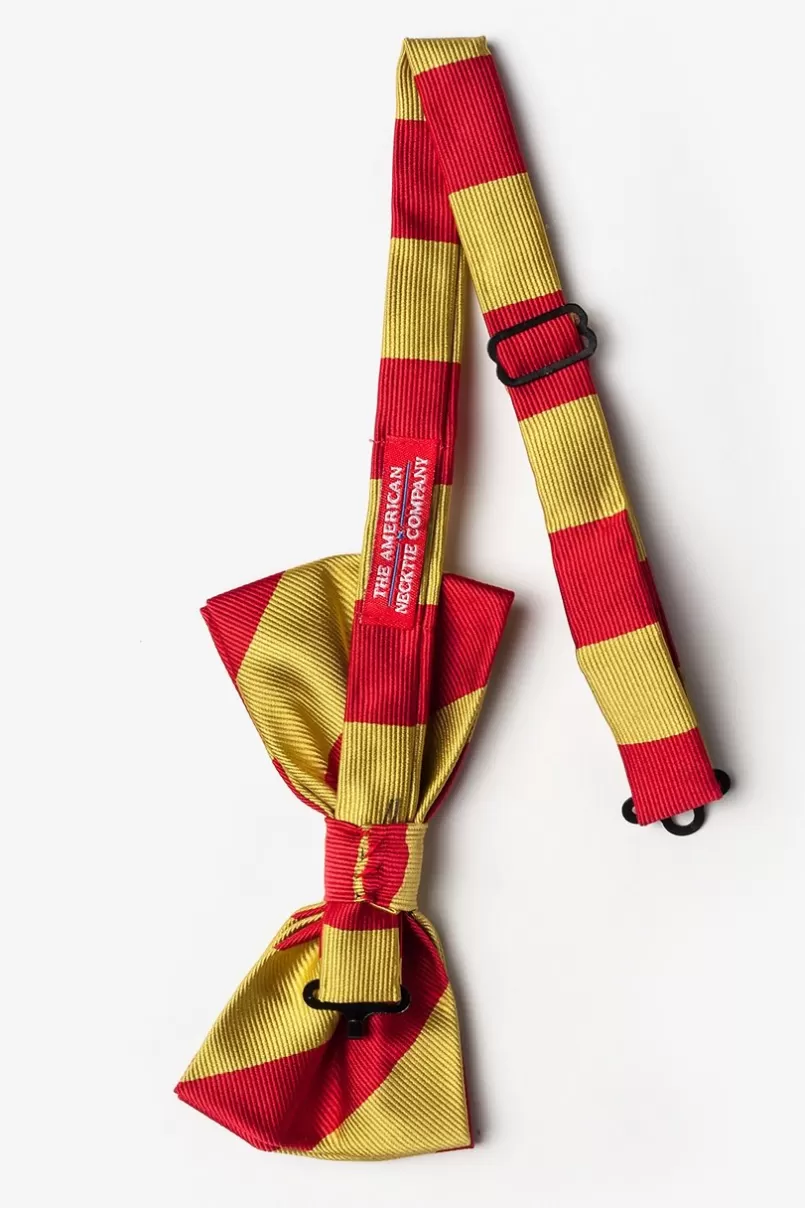 Ties Red & Gold Stripe Pre-Tied Bow Tie Red&Gold Flash Sale