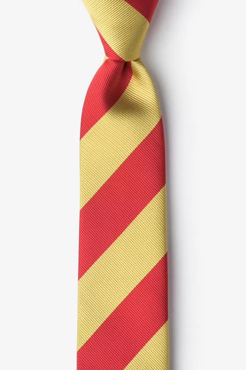 Ties Red & Gold Stripe Skinny Tie Red&Gold Hot