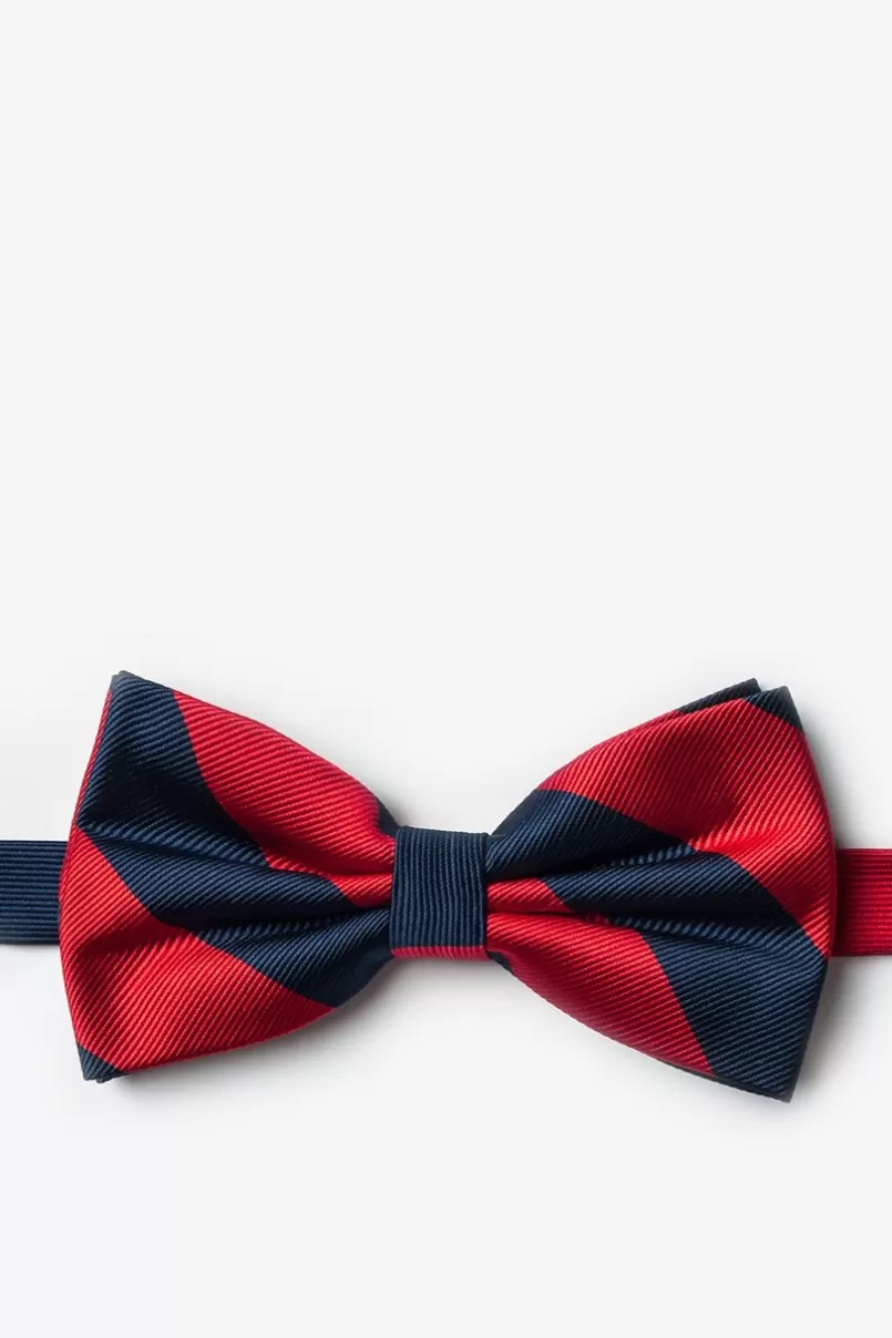 Ties Red & Navy Stripe Pre-Tied Bow Tie Red&NavyBlue Cheap