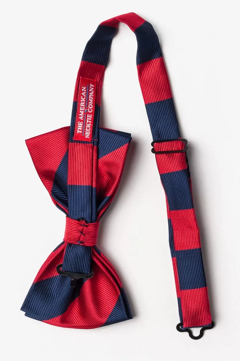 Ties Red & Navy Stripe Pre-Tied Bow Tie Red&NavyBlue Cheap