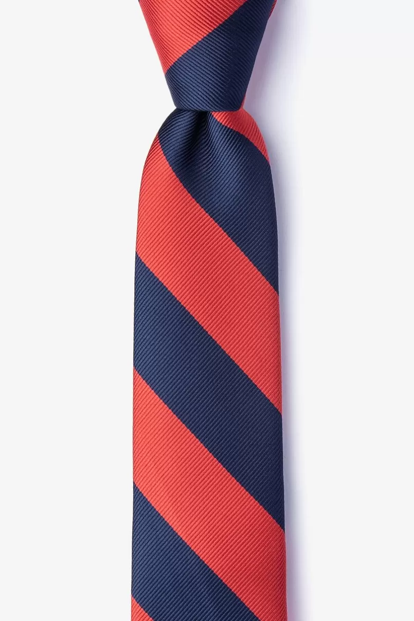 Ties Red & Navy Stripe Skinny Tie Red&NavyBlue New