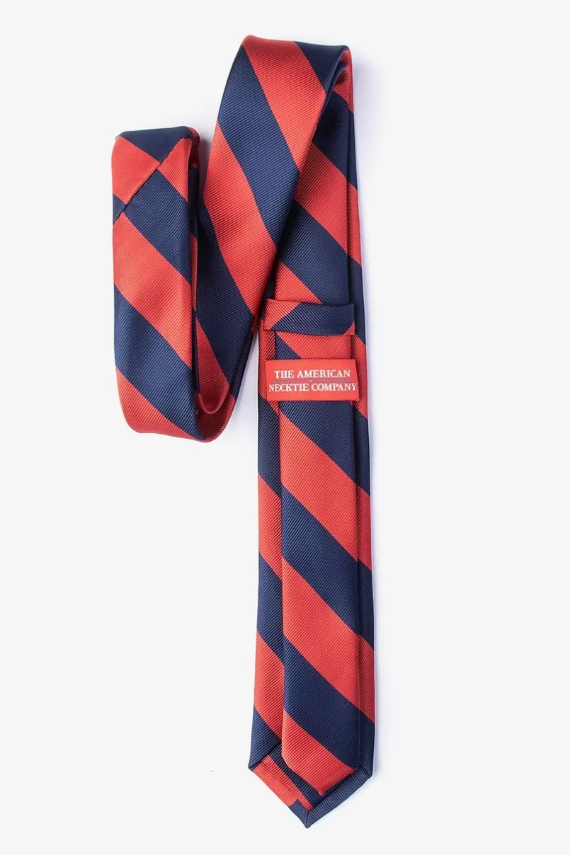Ties Red & Navy Stripe Skinny Tie Red&NavyBlue New