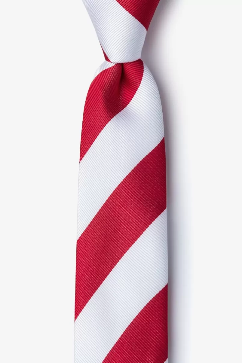 Ties Red & White Stripe Skinny Tie Red&White Store