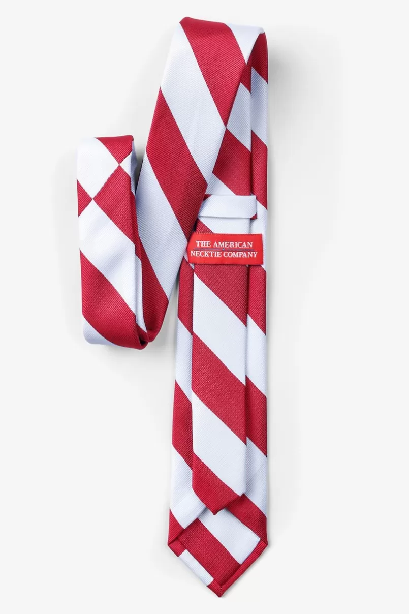 Ties Red & White Stripe Skinny Tie Red&White Store