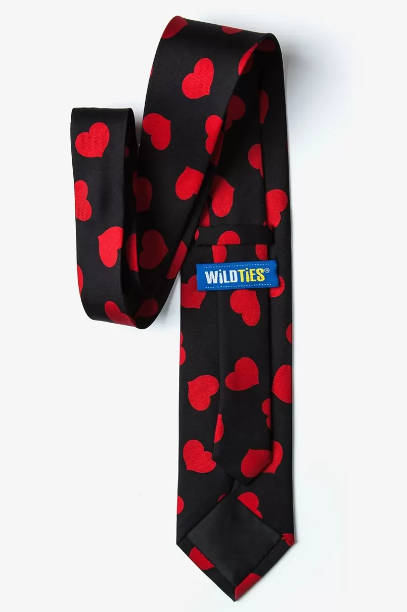 Ties Red Hearts Black Tie New