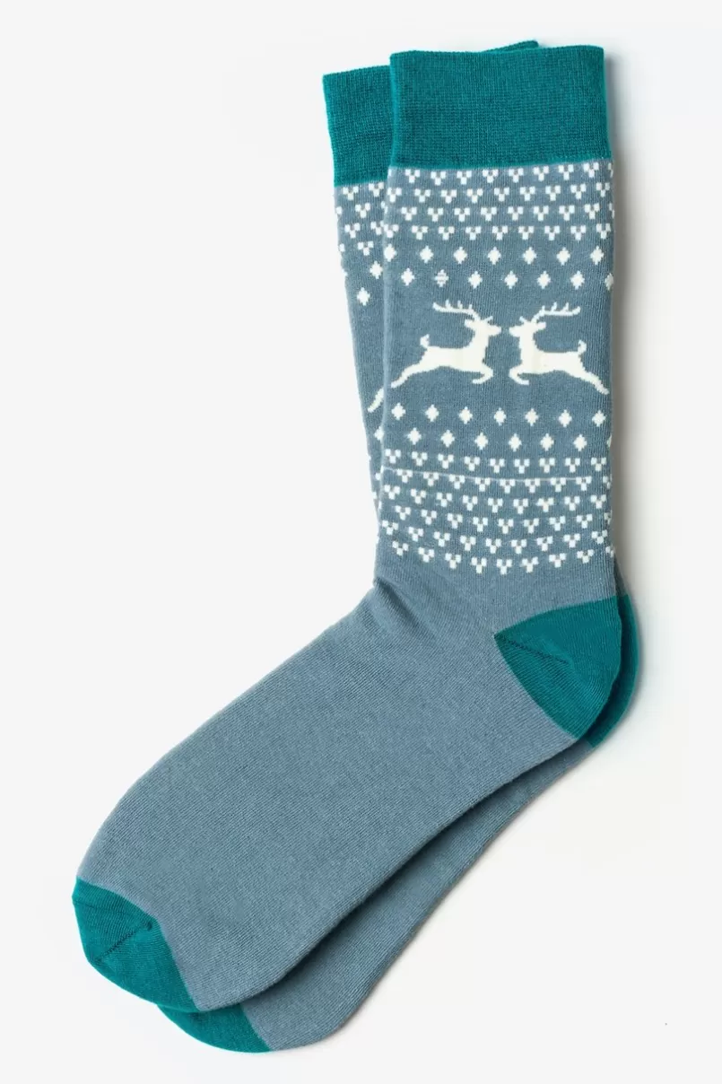 Ties Reindeer Slate Sock Fashion