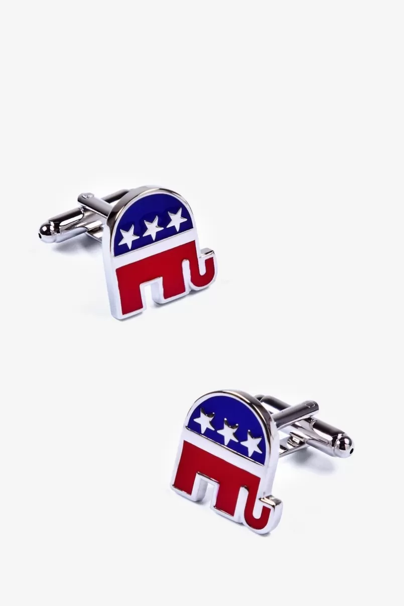 Ties Republican Elephant Red Cufflinks Flash Sale