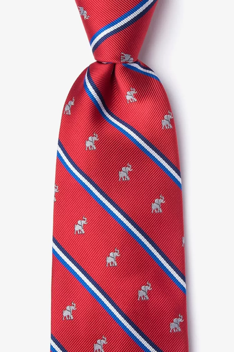 Ties Republican Party Elephant Stripe Red Tie Cheap
