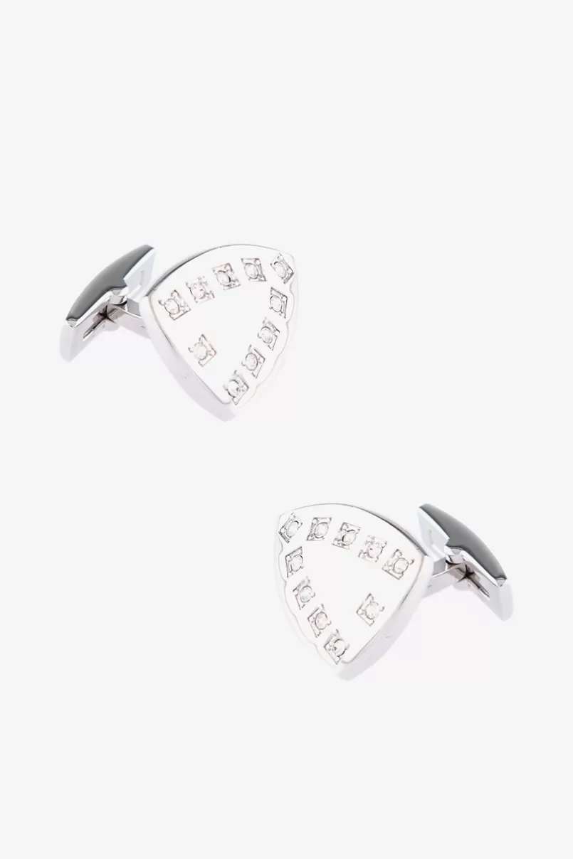 Ties RHINESTONE SHIELD Silver Cufflinks Cheap
