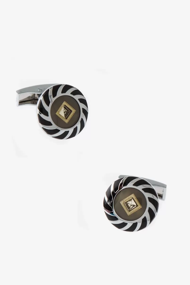 Ties Rhinestone Wheel Gold Cufflinks Best