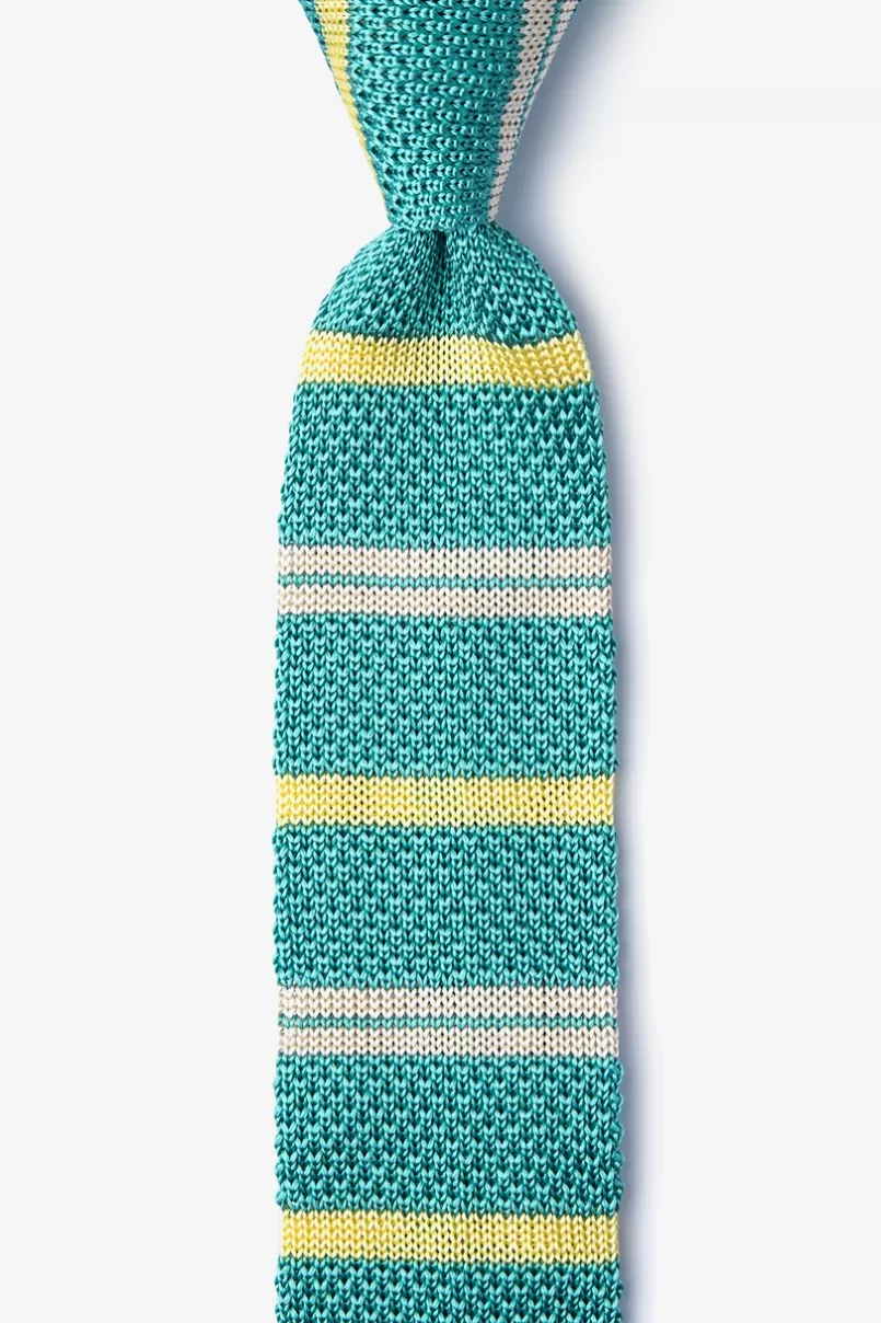 Ties Roman Stripe Teal Knit Skinny Tie Best